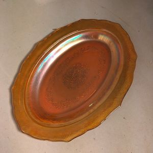 Federal Glass Normandie Plate Marigold Iridescent Depression glass oval platter